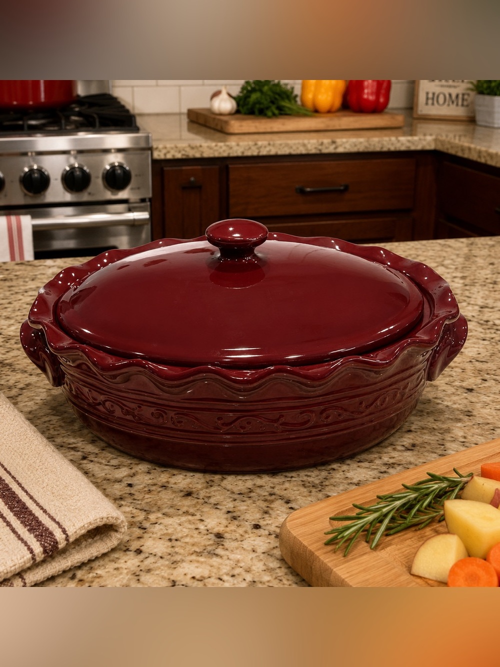 Celebrating Home Stoneware Collection Cranberry Casserole Dish